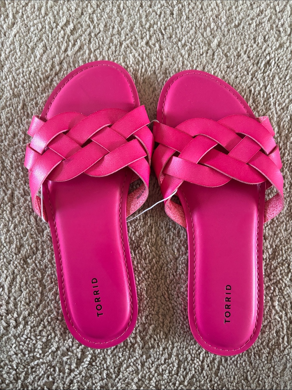 torrid Bright Pink Braided Slide Sandals 11.5 WW - Never worn